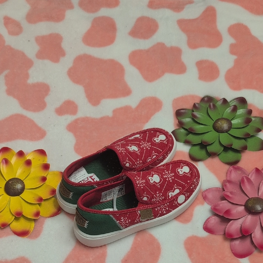 Hey Dude Red and Green Women's Moccasins